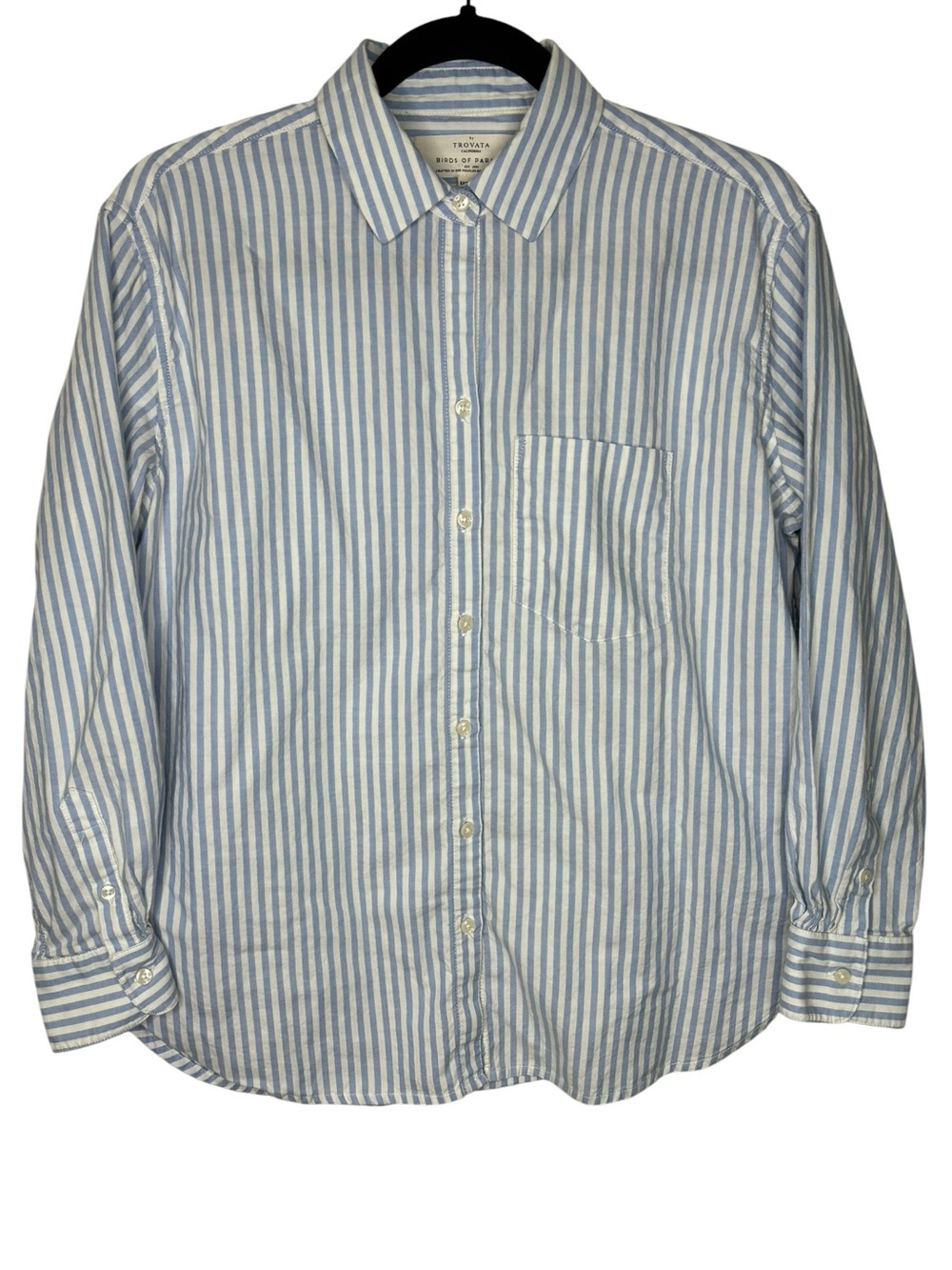Trovata Birds of Paradise Button-down Shirt Blue & White Stripes Oversized XS
